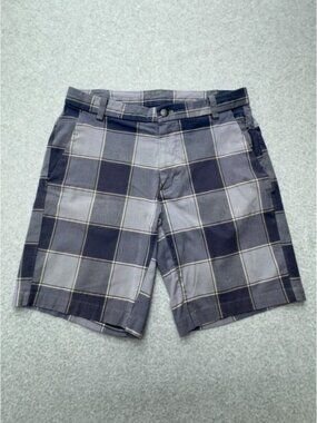 Lululemon Mens Plaid Performance Shorts *30 Navy Gray Windowpane Casual Outdoors